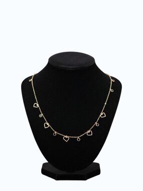 UTC Rose Gold Heart Charm Necklace | Dainty Black Bead Chain | Adjustable Minima